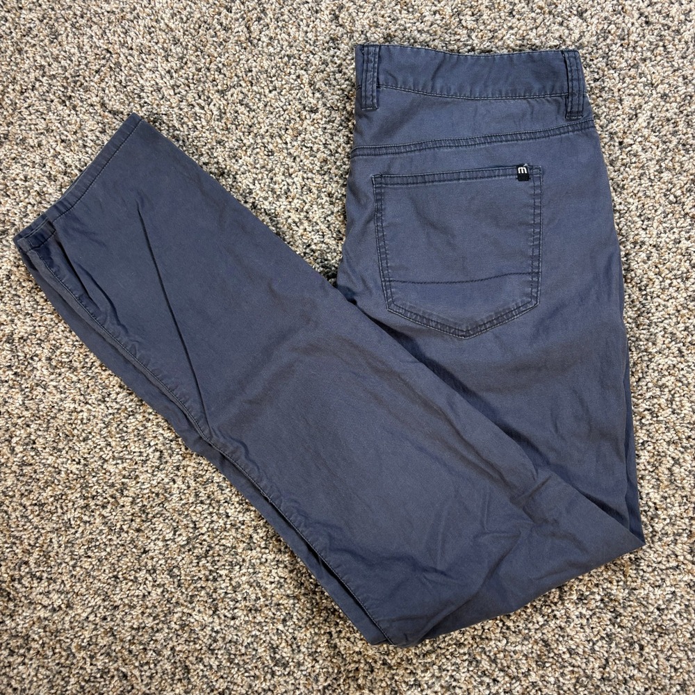 Travis Mathew Men's 34x33 Pants Blue Straight Leg Tencel Blend Stretch